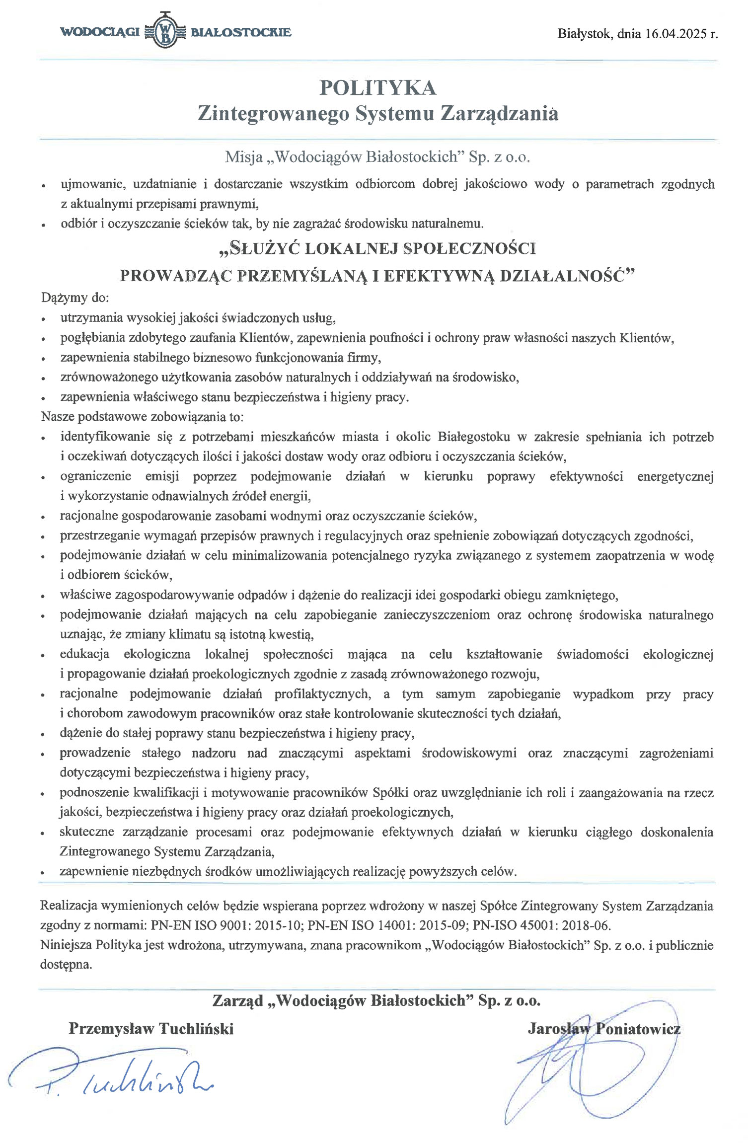 Polityka ZSZ 2025