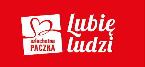 logotyp szlachetnapaczka poziom białe na czerwonym