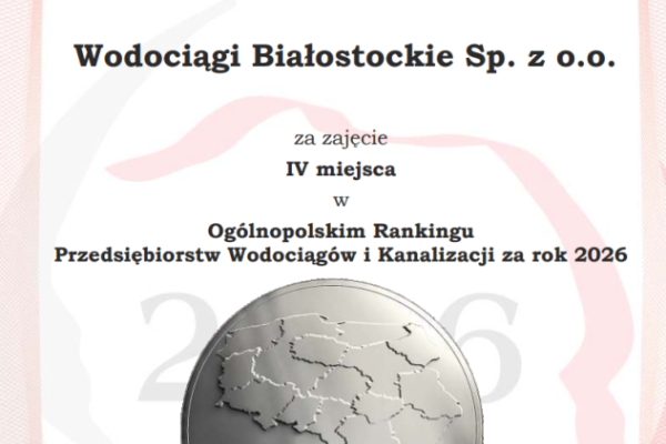 Ogólnopolski Ranking Przedsiębiorstw Wodociągów i Kanalizacji za rok 2026